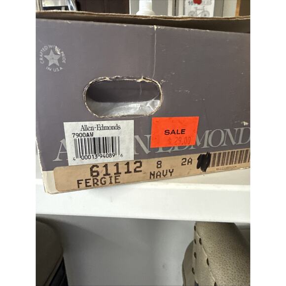 Allen Edmonds Fergie Women’s 8 AA Slingback Pumps Navy Vintage USA made 40s 50s - Picture 15 of 16